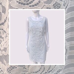 White Sheath Mini Dress with Scoop Neck by Jessica Simpson